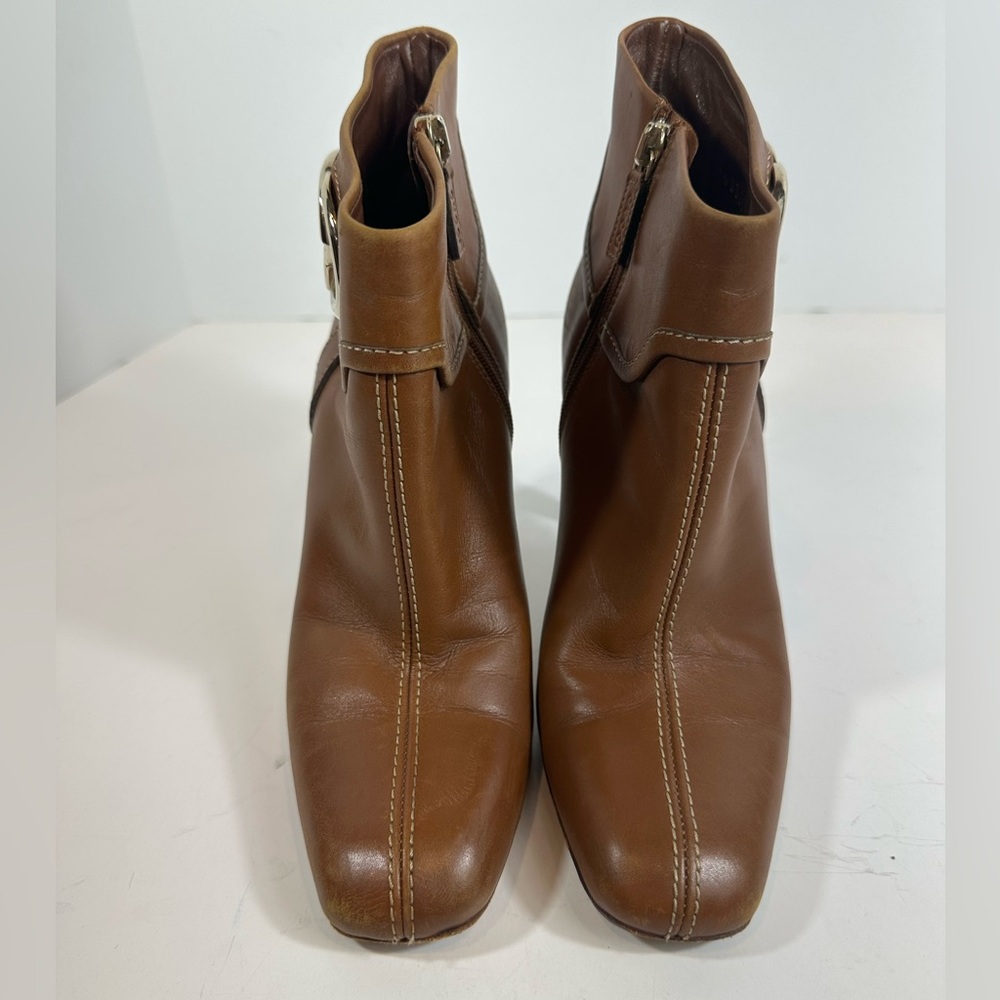 Gucci Brown Leather Interlocking GG Logo Ankle Heeled Boots Size 6 - Picture 2 of 9